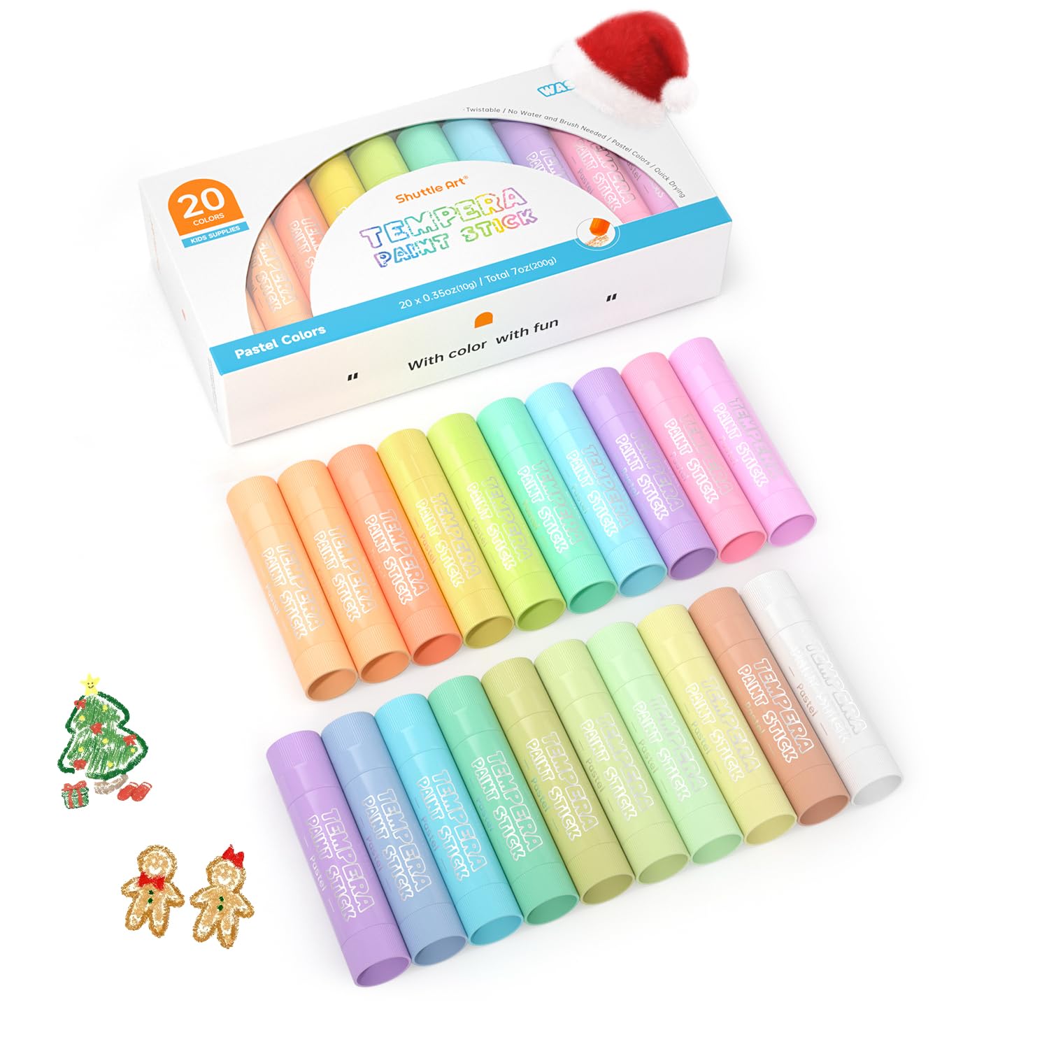 Amazon.co.jp: Shuttle Art テンペラクレヨン 20色 パステルカラー